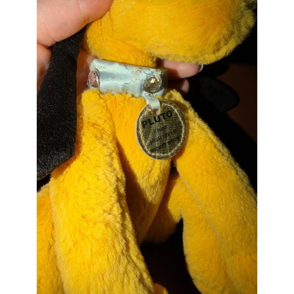 Disney Dream Friends Pluto Plush Walt Disney World Jeweled Collar Dog Tag Toy‎